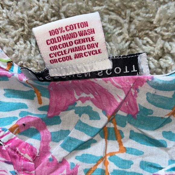 Gretchen Scott Cotton Gauze Tunic Beach Cover Up Pink Flamingos Small S EUC - Picture 4 of 15